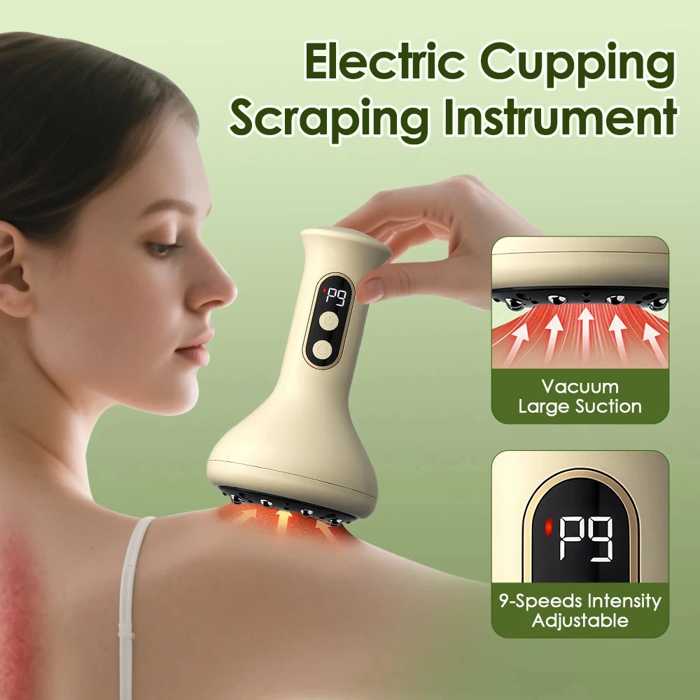 Tuhopeta Electric Cupping Massage Machine LCD Display Guasha Scraping Body Massager with Vacuum Suction Heating for Fat Slimming