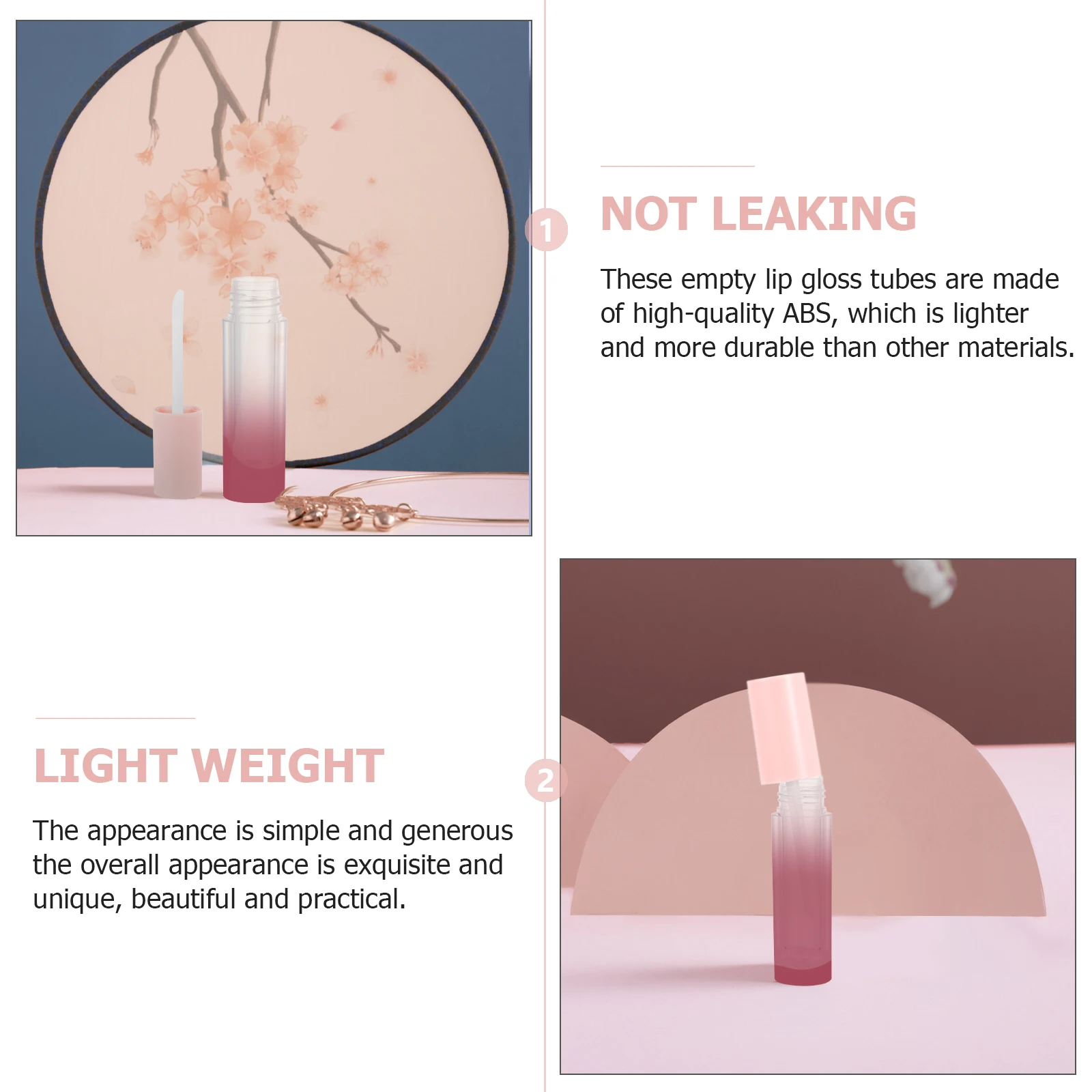 

10pcs Lip Gloss Tube Container Refillable Bottles Clear Sample Glazes Round Vials Mini ABS Material Travel Daily Use Portable
