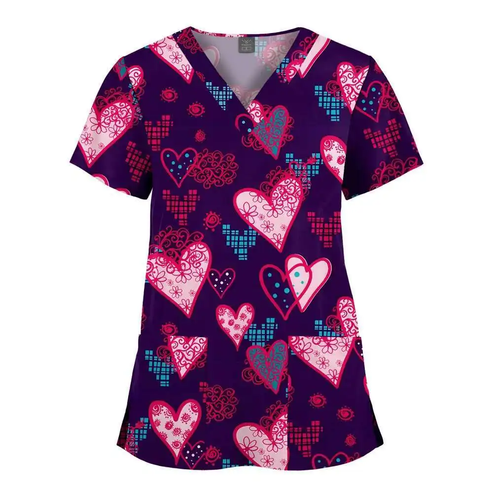 

Новая эластичная рубашка с короткими рукавами с принтом для медсестер, хирургических халатов, врачей, стоматологии, одежды для мытья рук