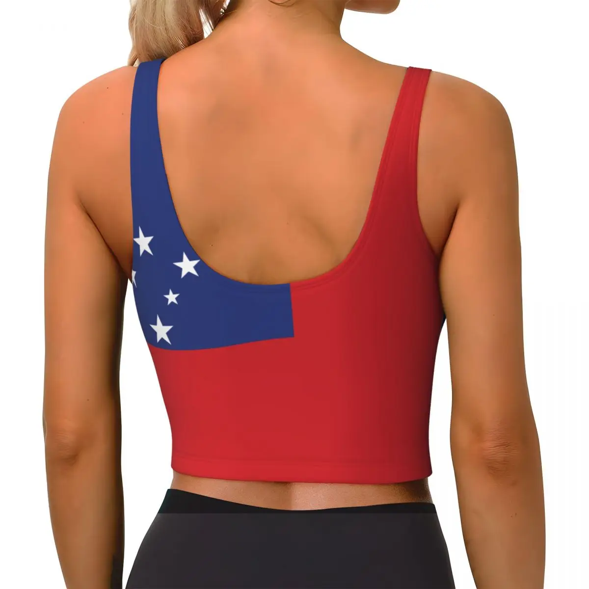 Yoga Vest Women Gym Sports Crop Tops Samoa Flag Streetwear Workout Breathable Tank Top Female