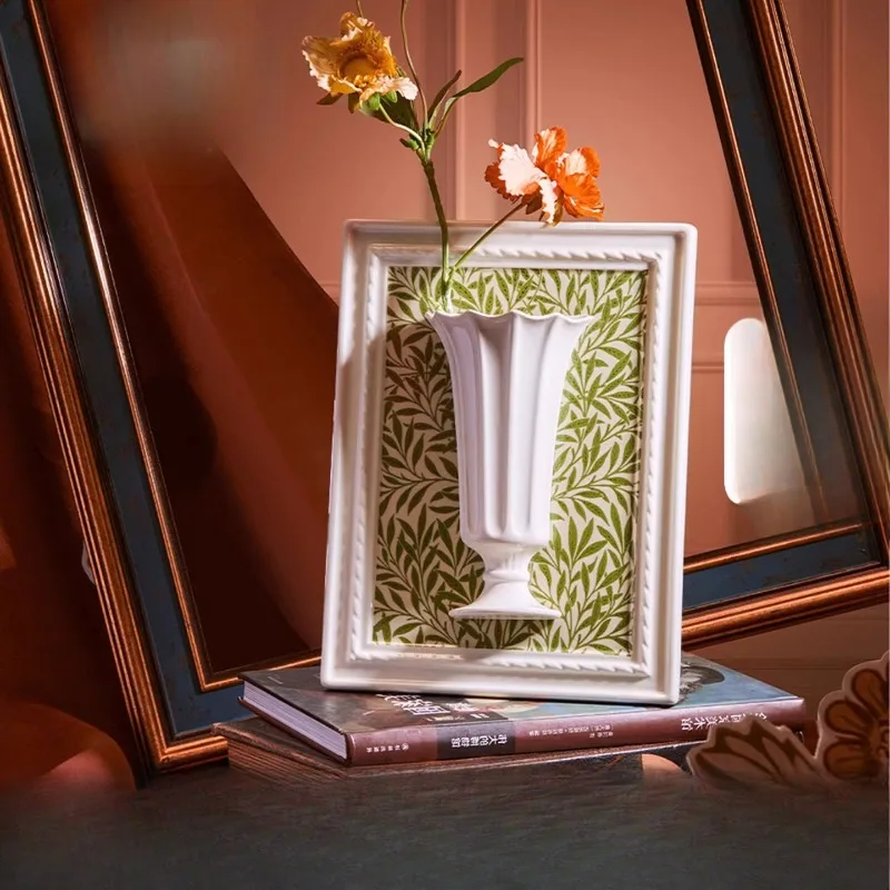 Morris picture frame ceramic flower arrangement vase living room desktop housewarming birthday gift