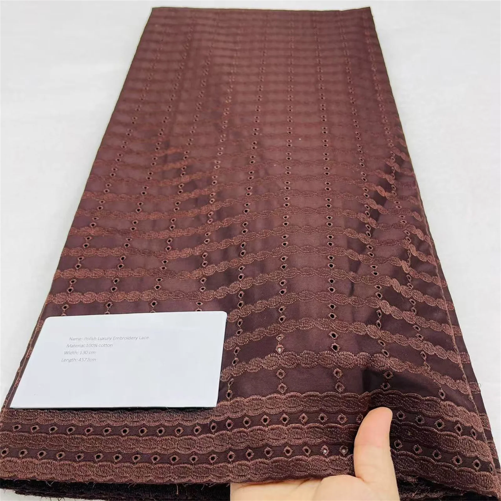 

2025 5 Yards Nigerian 100% Cotton Polish Satin Embroidery Lace Fabric High Quality Swiss Voile Lace Material For Men Dubai Style