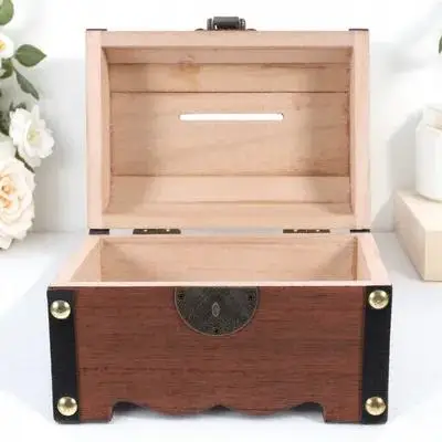 

1Pcs Wooden Money Saving Bank Premium Hard Wood Lockable Creative Decorative Square Money Box Children Saving Box