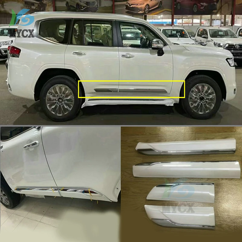 For TOYOTA Land Cruiser LC300 2021 2022 2023 Car Body Side Door Moulding Cover Trim Pearl White Exterior Accessories Stylilng