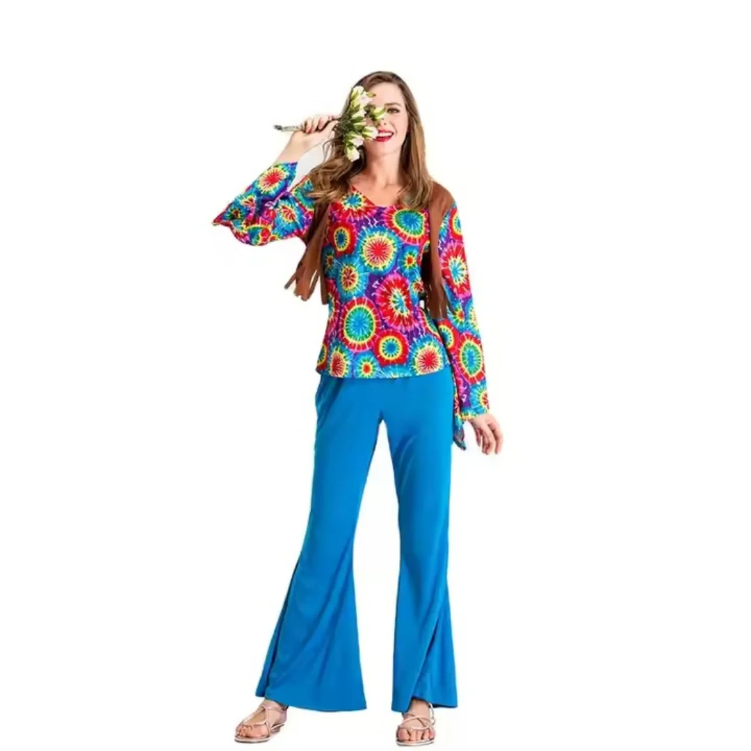 

Women's Adult Hippie Costume Set -1980s Flower Party Role Playing Halloween Costumes