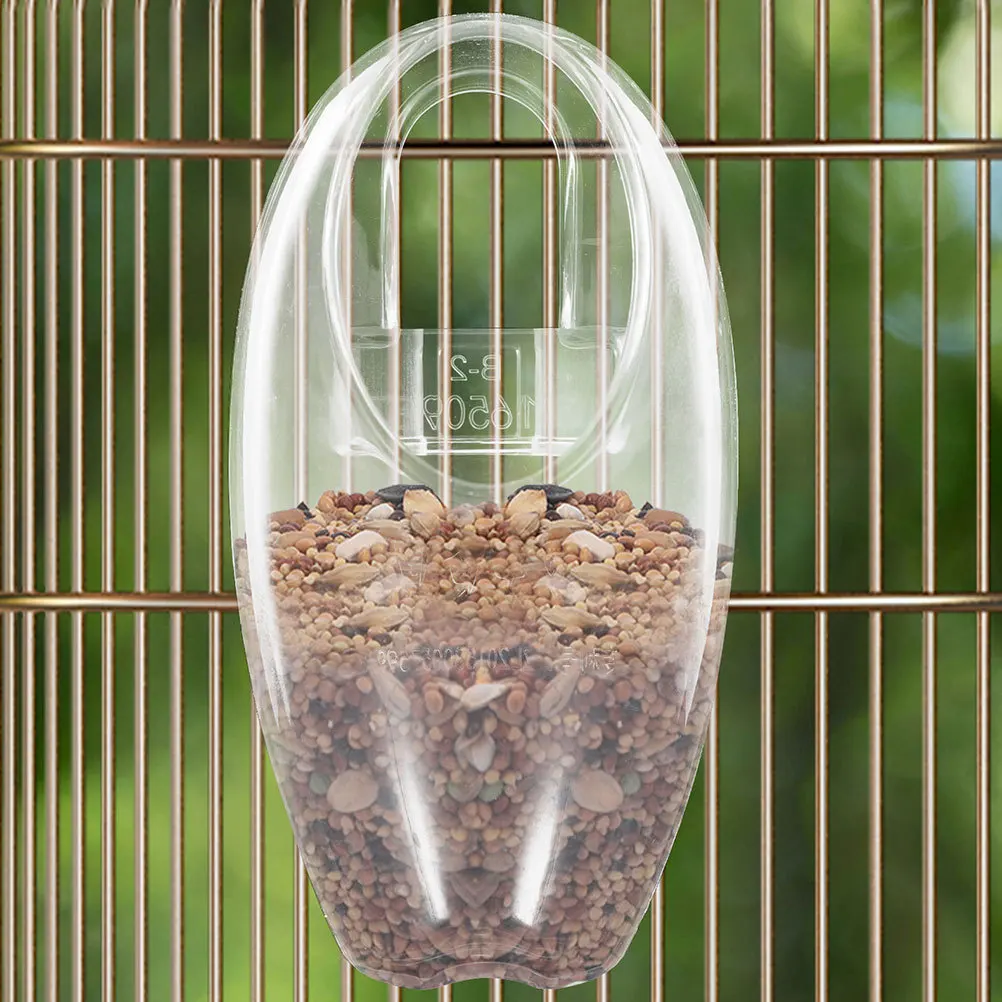

2Pcs Plastic Bird Feeder for Cage Hanging Transparent Feeder Easy Refill No Waste Parrot Cage Accessories Indoor Bird Feeding
