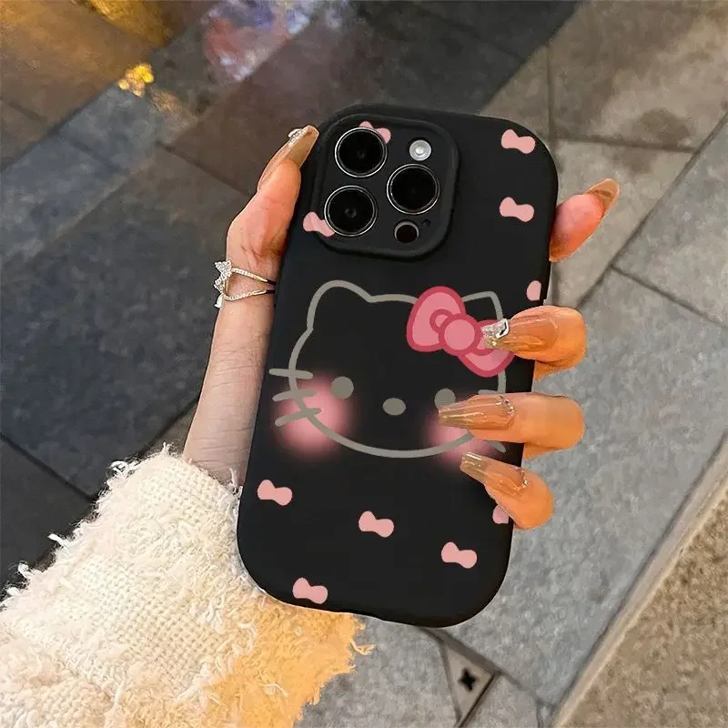 Kawaii Hello Kitty Silicone Case for IPhone 16 15 14 13 12 11 XS/XR 7/8 Pro Max Sanrio Anime Fashion Creative Protective Cover