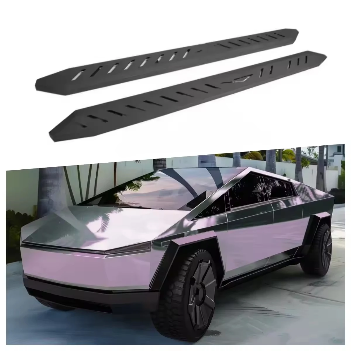 Подходит для беговых досок с боковыми ступеньками T esla Cybertruck 2024-2025, 2 шт. решеток Nerf из алюминиевого сплава с противоскользящей поверхностью