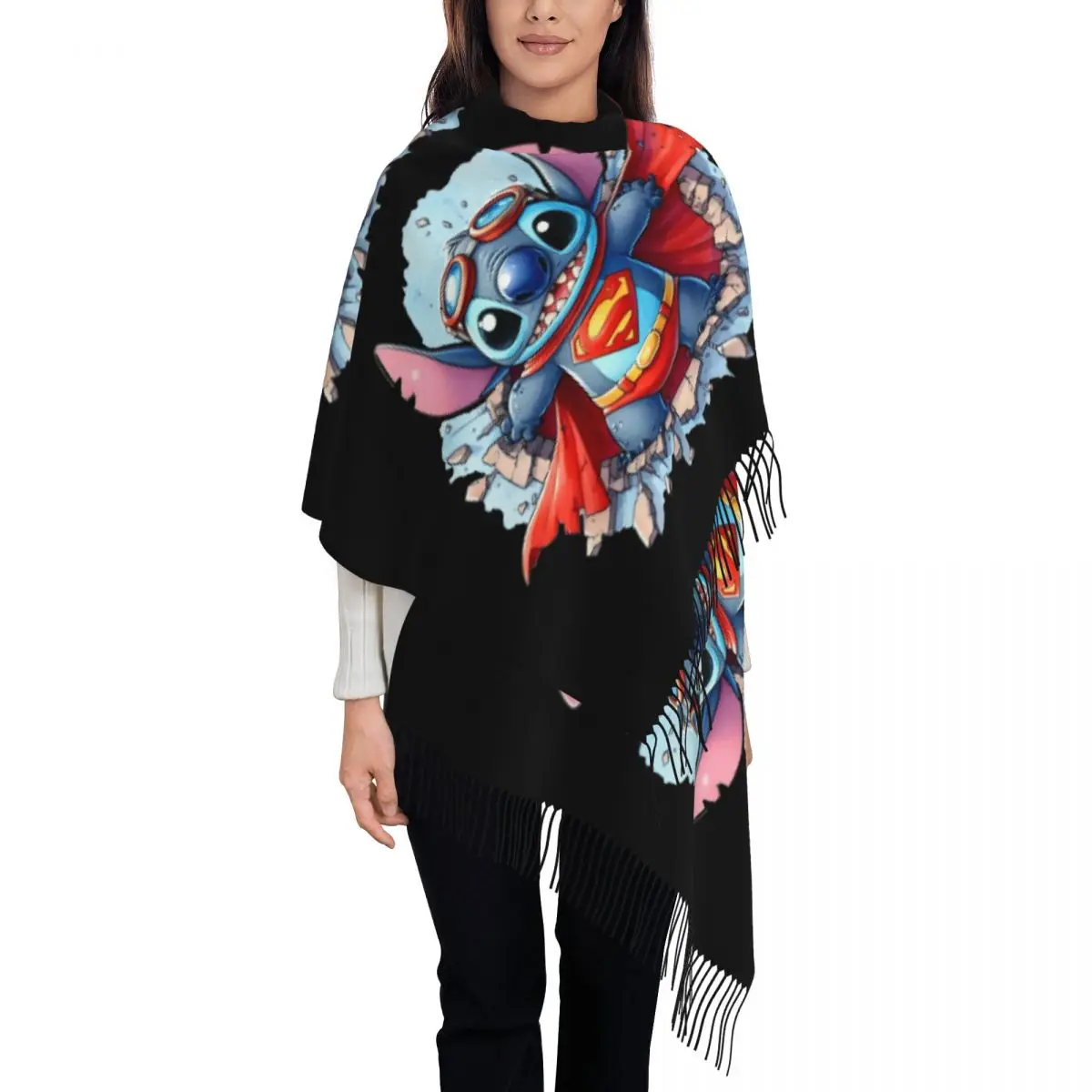 

Женский шарф с кисточками в стиле аниме на заказ, мягкая шаль, женские зимние осенние шарфы