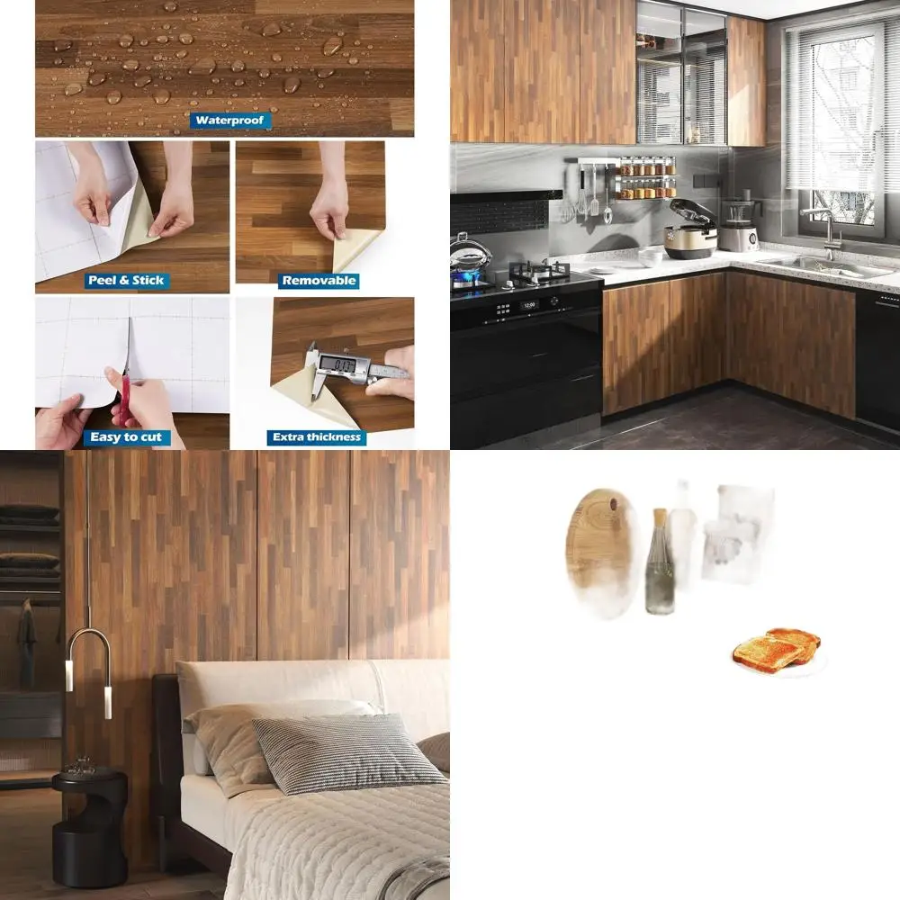 

Водонепроницаемая контактная пленка под коричневое дерево 36x200 дюймов для кухонных столешниц и шкафов — легко клеится и снимается, виниловое покрытие