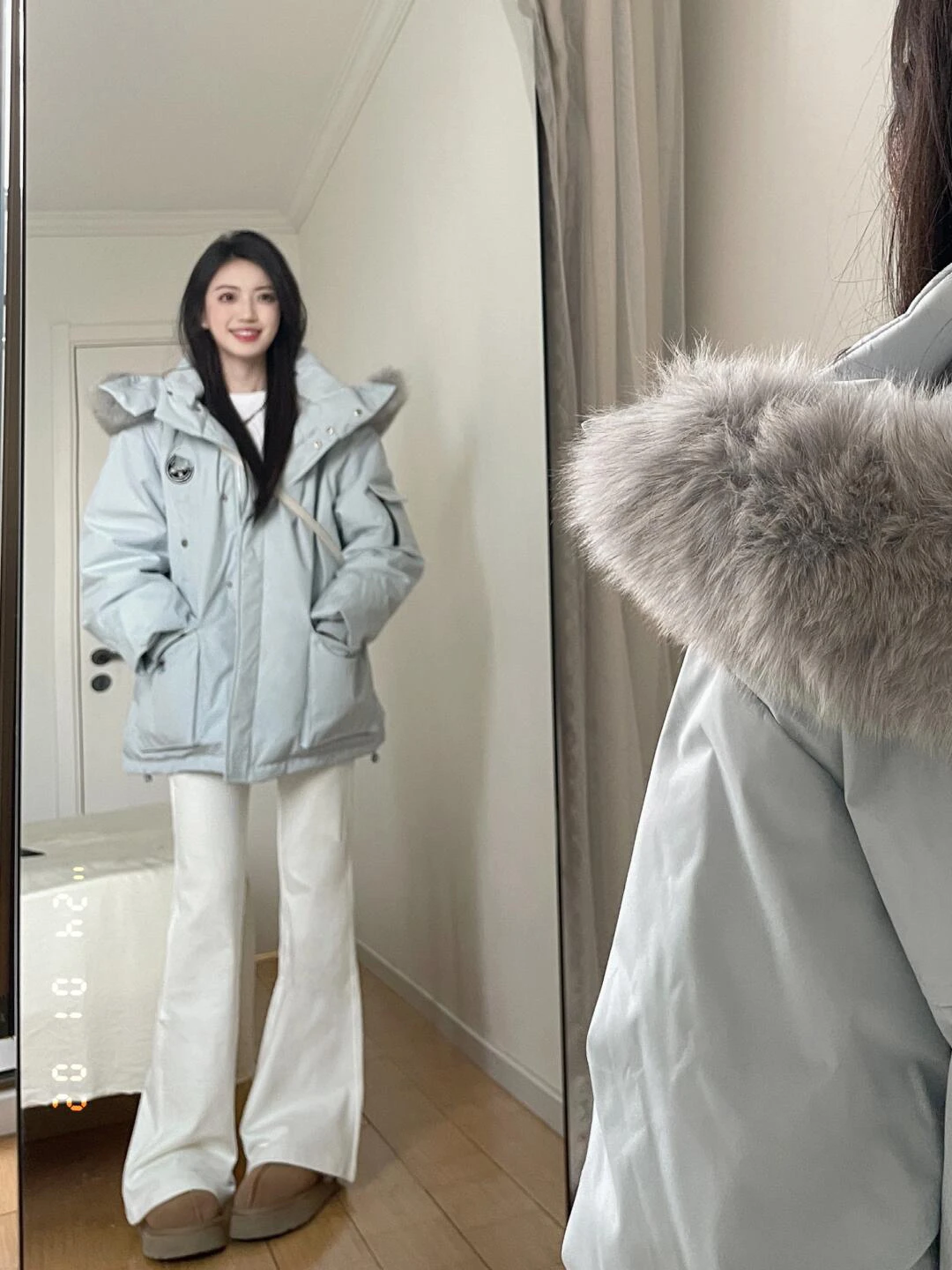 

Женская зимняя утепленная куртка-парка с большим меховым воротником, повседневная верхняя одежда для студентов