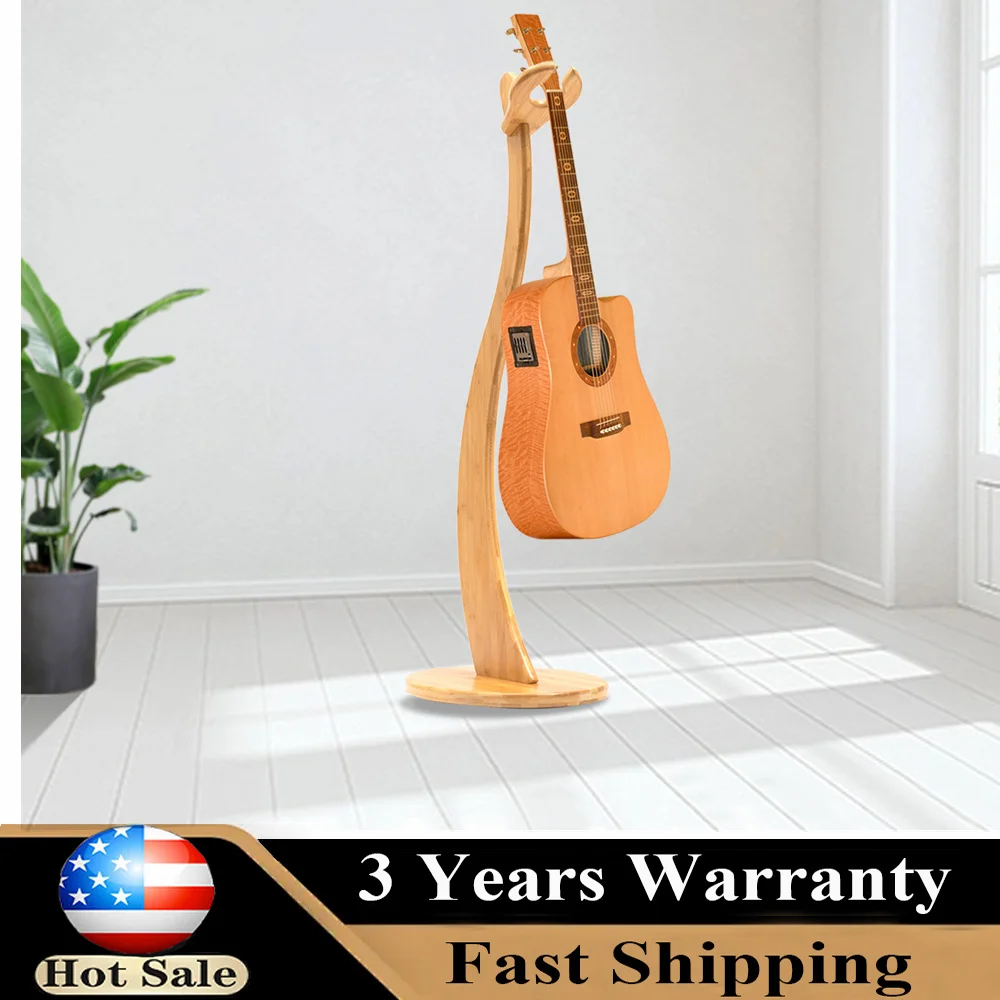 Made With Bamboo Guitar Stand Non-Slip Pads on Bottom for Stability For Banjos, Electric, Classical, Ukulele and Acoustic