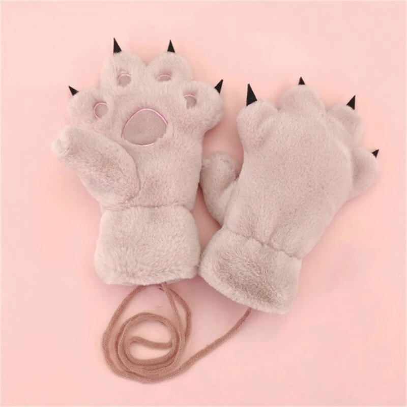 Warm Kids Winter Gloves with  Animal Paws Soft and Comfortable Children Winter Gloves with Thick Fleece Lining A2UB