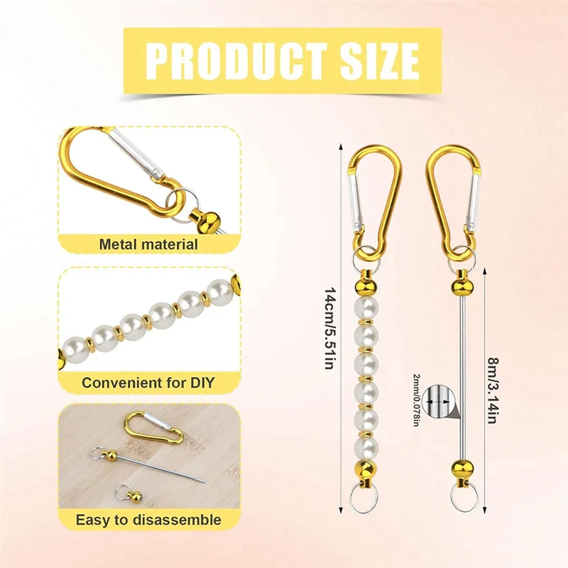 ABEZ 50Pcs Beadable 키 체인 바, 구슬 열쇠 고리 만들기 키트 키 체인 액세서리 참 구슬 DIY 빈 금속 키 체인