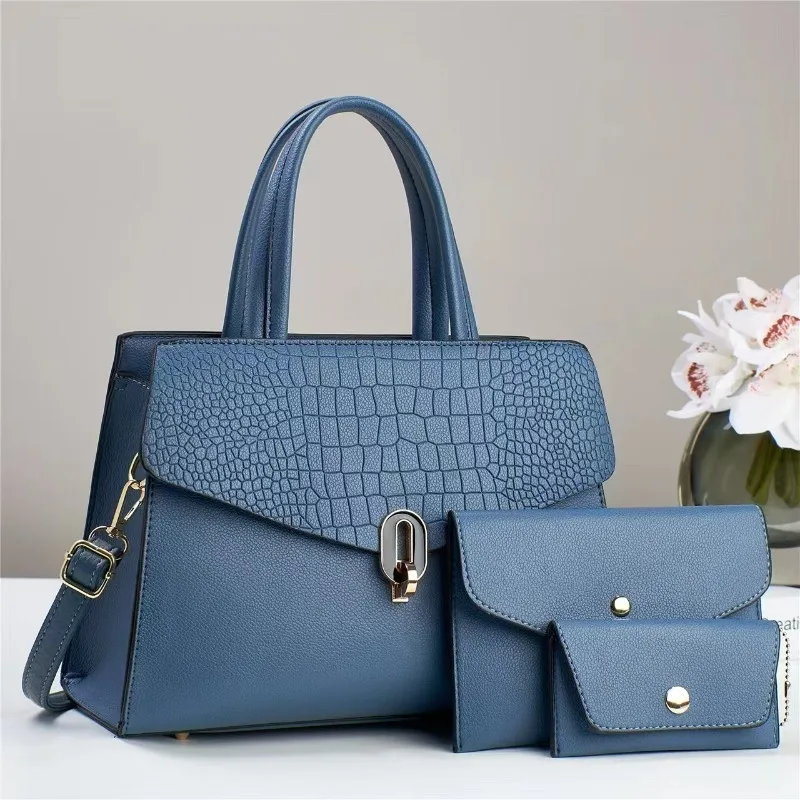 

2025 New Large Capacity 3pcs Set Women Shoulder Crossbody Bag Simple Version Single Handbag Set Womens Commuting Tote Bag