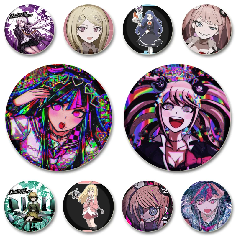 

58mm Cosplay Game Badge Enoshima Junko Naegi Makoto Asahina Aoi Kirigiri Kyoko Brooch Pins for Clothes Collar Backpack Jewelry