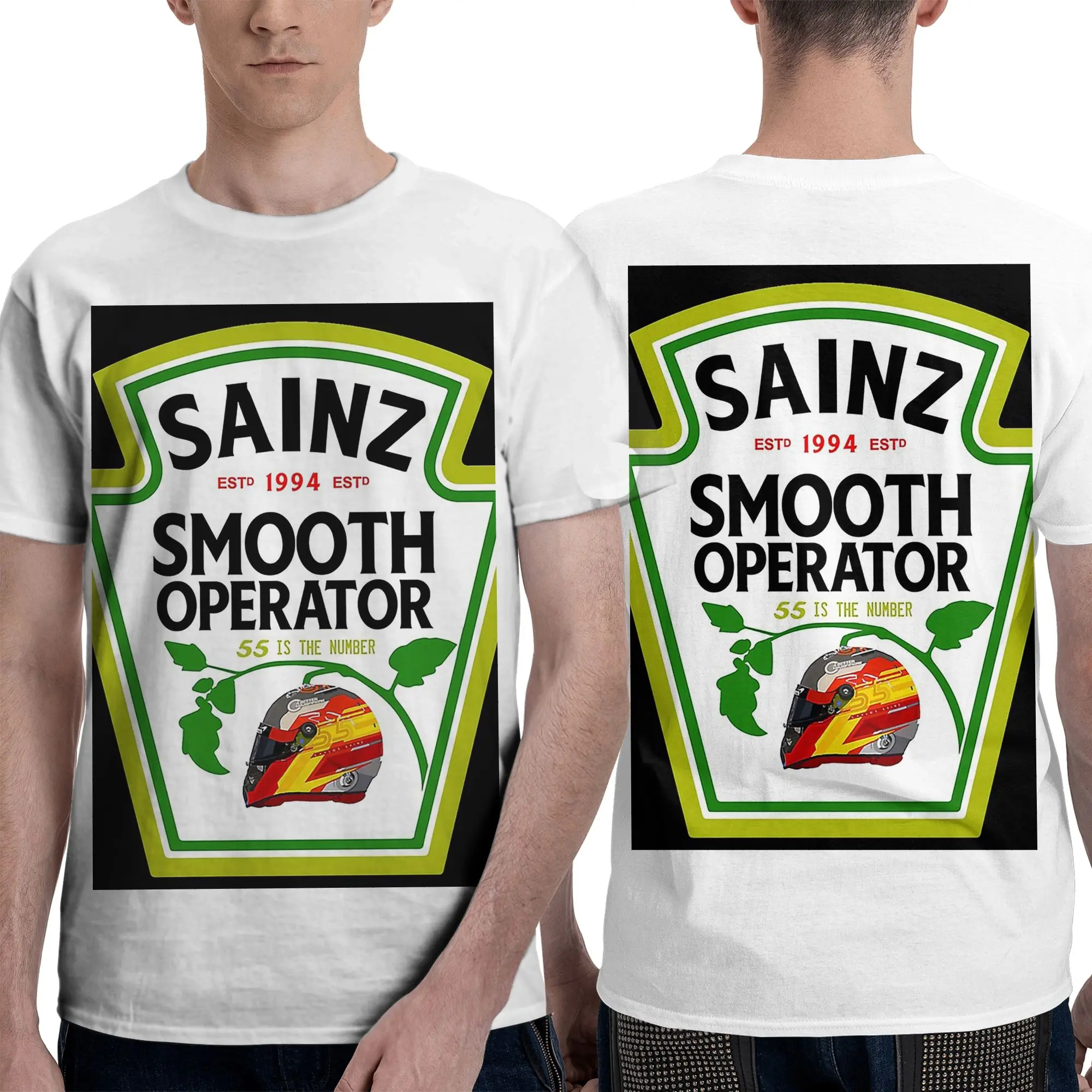 Carlos Sainz Smooth Chili Sauce Men T-Shirt Double Sided Oversized T Shirts Men's Round Neck Cotton Tees Short Summer Male