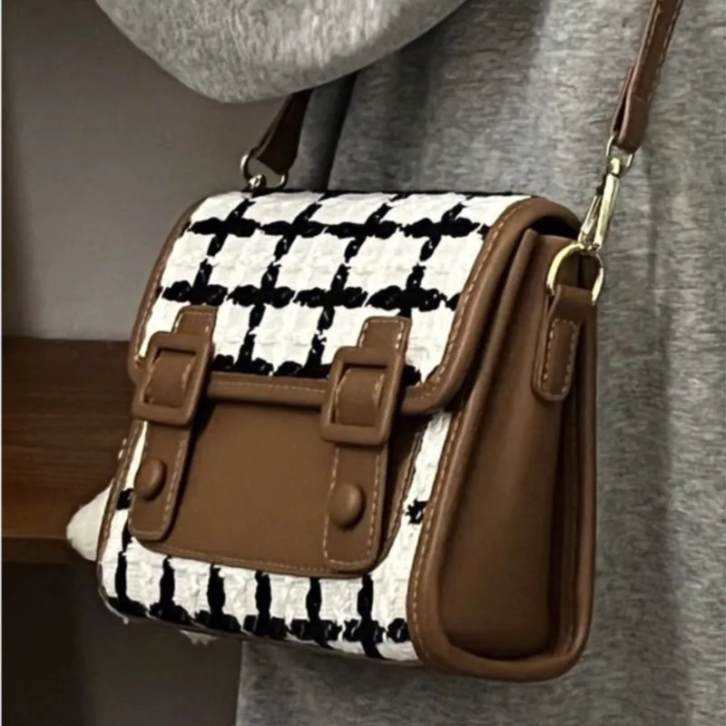 

JIAERDI клетчатая сумка цвета хаки, женская ретро квадратная лоскутная сумка через плечо, женская большая вместимость, новинка 2025, осенне-зимняя сумка Y2k
