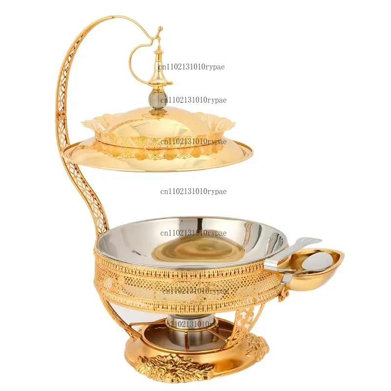 Luxury Stainless Steel Golden Hotel Restaurant Chafing Dish with Hinged Lid for Food Warming