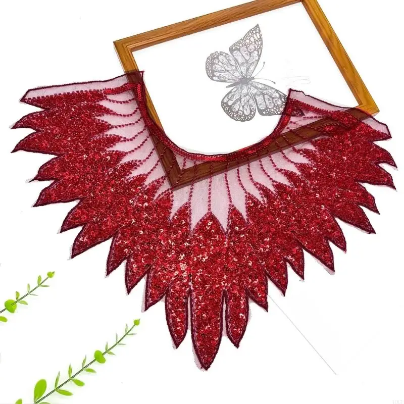 Beads Sequins Embroidered Lace Collar Front Panel Fashion Embellishment for Craft Collar Front Decoration 