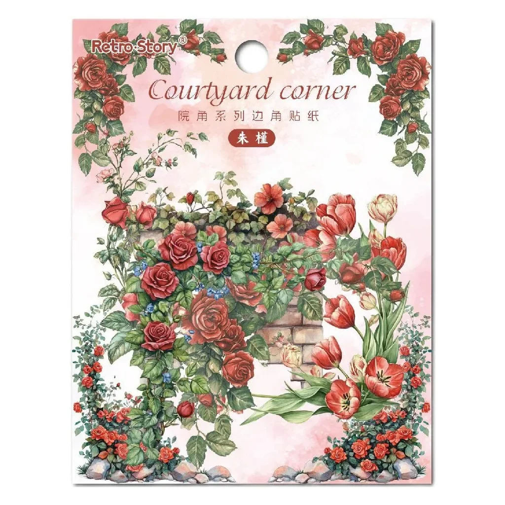 30PCs Flowers Corner Stickers PET Sticker Package DIY Diary Decoration Sticker Album Scrapbooking Junk Journal Photo Decoration