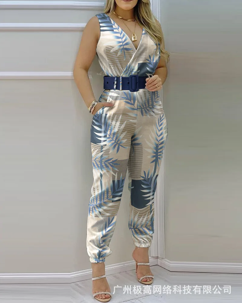 2026 Frühjahr/Sommer Neue Kollektion Auf Lager Damen Mode Business-Overall mit Gürtel und Print