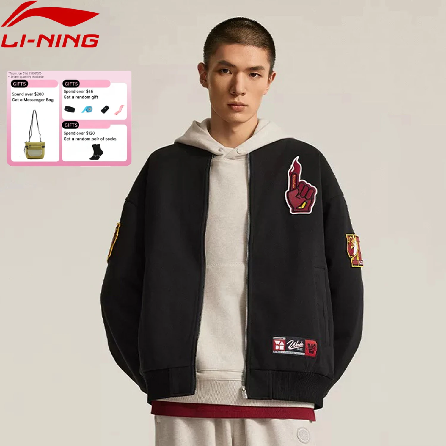 

Li-Ning Men's Wade Padded Jackets Loose Fit Polyester Warm Comfortable LiNing Stylish Casual Coat AJMV143