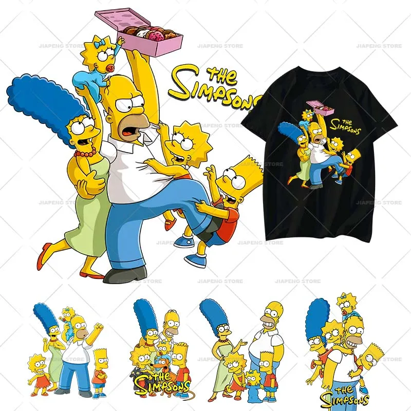 The Simpsons Iron On Patches On Clothing Cool Bart Heat Transfer Vinyl For Clothes T-shirt Family Hot Thermal Sticker DIY Gift