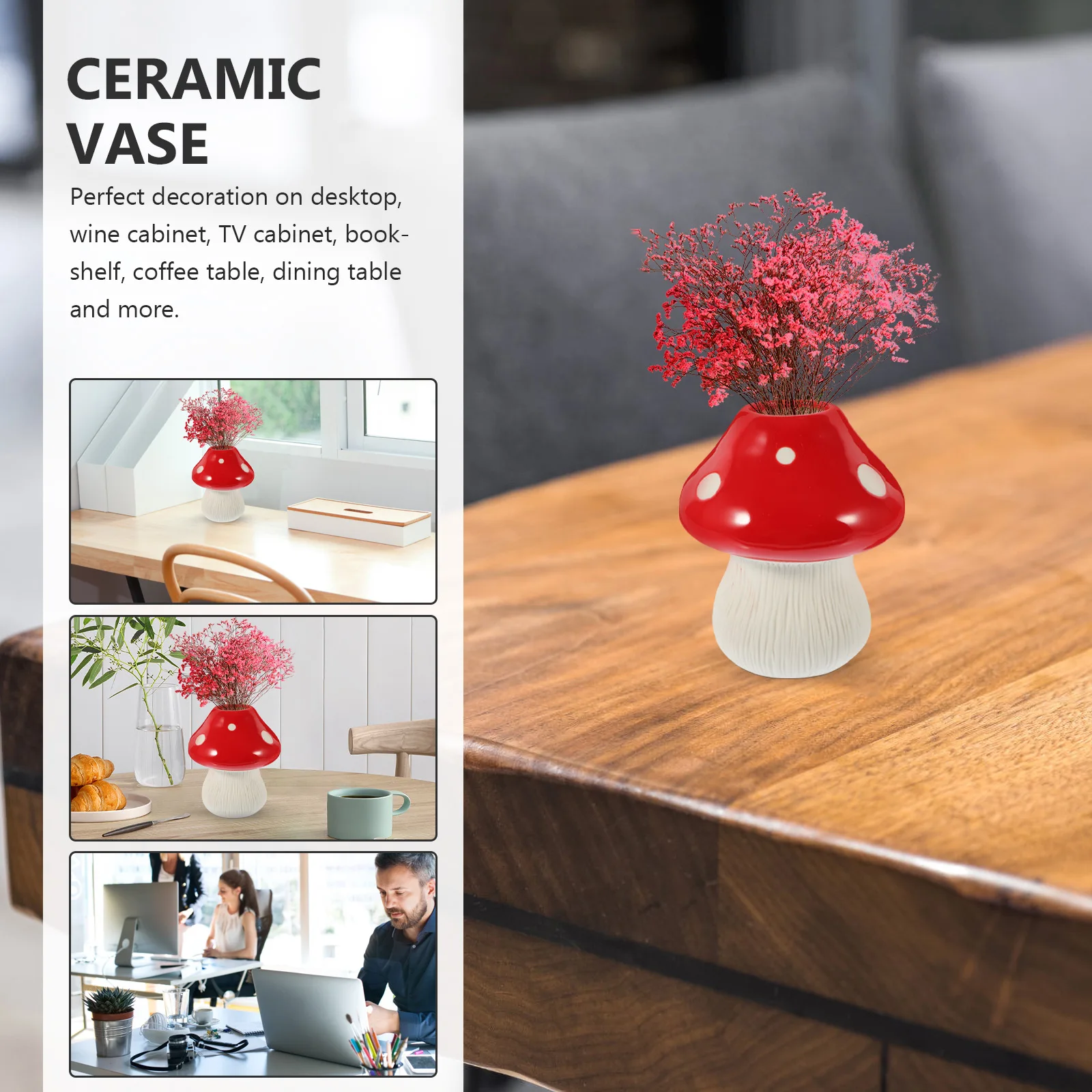 

Mushroom Vase Ceramic Flower Vase Desktop Dried Flower Container Modern Home Decor Pen Holder Ceramic Vases Pen Holder