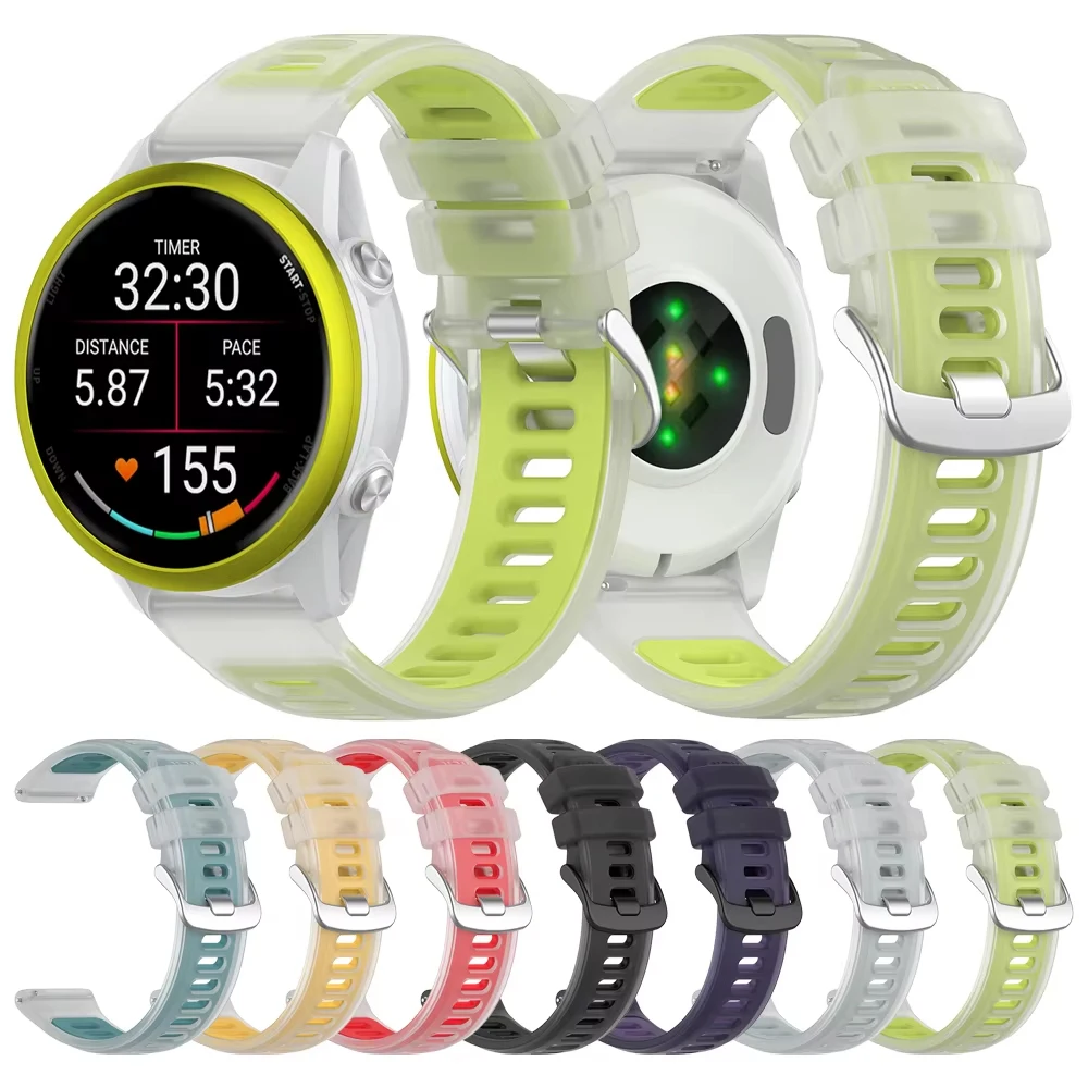 22 mm 20 mm transparentes zweifarbiges Silikonarmband für Garmin Forerunner 570 265 255 165 55/Vivoactive 6 5 4/Venu Sportarmband