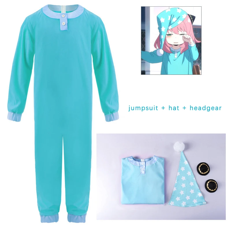 Adult Kids Pajamas Anime SPY×FAMILY Anya Forger Cosplay Costume Children Jumpsuit Piece Pajamas Cute Hat Home Clothes