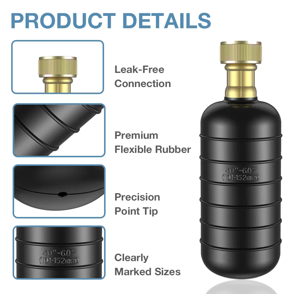 كيس تصريف مناسب لأنابيب الصرف الصحي من 1 بوصة إلى 2 بوصة / 1.5 بوصة إلى 3 بوصات / 4 بوصات إلى 6 بوصات / كيس تنظيف مجاري مطاطي، يستخدم لتنظيف المجاري المسدودة وأنابيب المياه #5