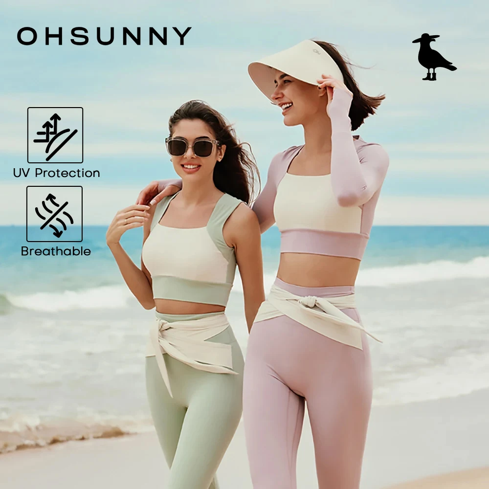 

OhSunny Sleeveless Tank Tops,Yoga T-Shirt with Chest Cushion,Women's Beachy Sports Crop Top,UPF50+ Trendy Square Collar Vest