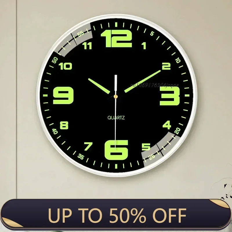 Glow in The Dark Luminous Wall Clock Night Light Wall Clock Silent Non-Ticking Battery Operated Wall Clocks Living Room Decor