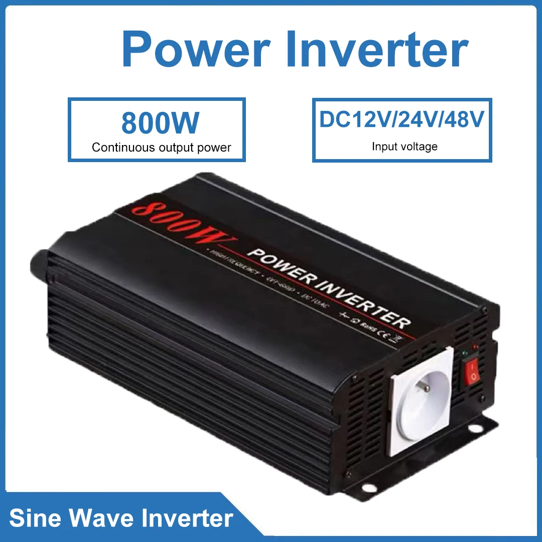 

800W Pure Sine Wave Power AC100-120V AC220-240V DC12V/24V/48V Output harmonic content Less than 3% Peak power 1600W