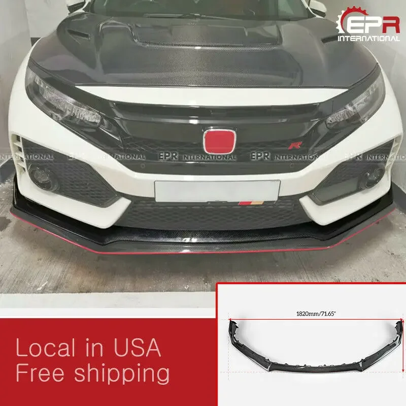 For Honda Civic FK8 Tye-R OE Carbon Fiber Front Bumper Lip Wing spoiler Bodykits Trim addon parts body kits