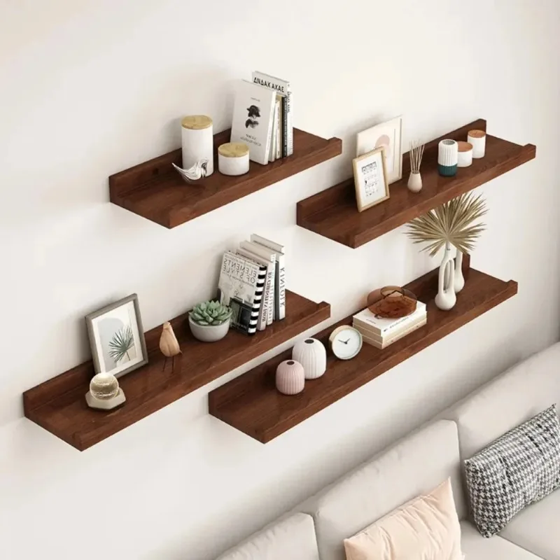 Widen Wooden Wall Shelf with Sturdy Bracket, Space-Saving Storage Organizer for Closet Living Room, Floating Display Rack