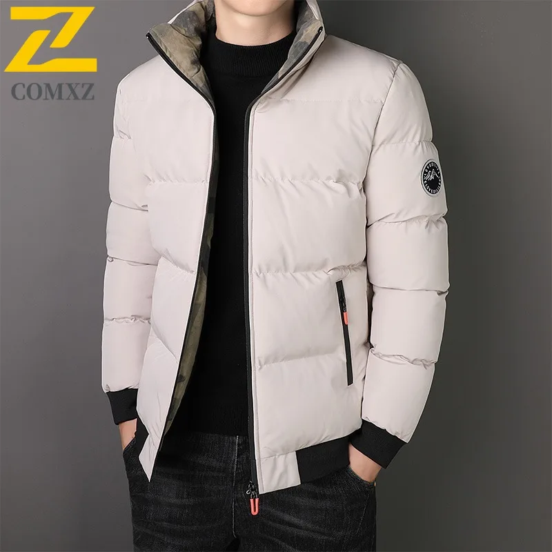 COMXZ Men Winter Korean Style Trendy Slim Fit Thickened Cotton Padded Down Jacket Short Casual Plus Size outdoor sports Coat