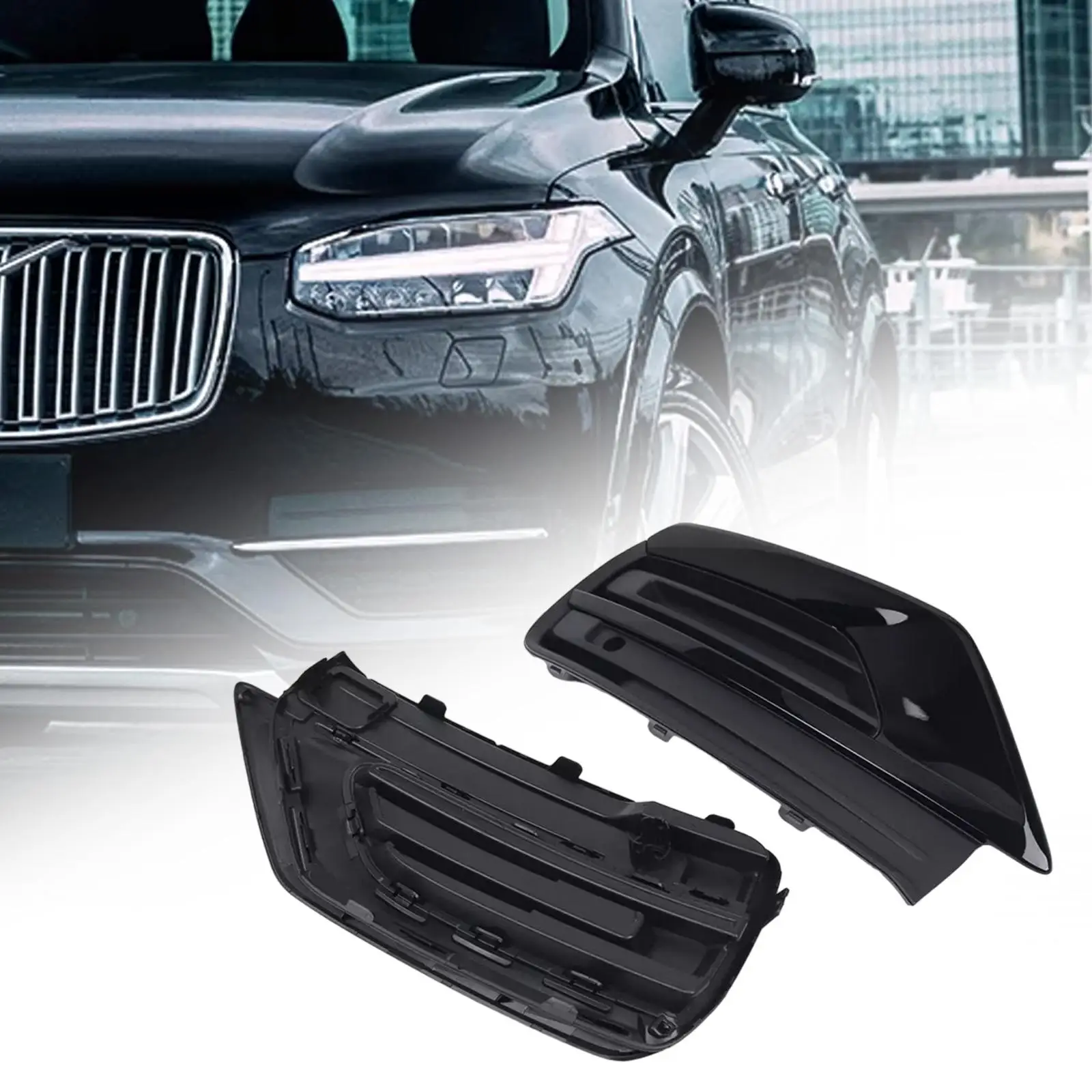 Front Bumper Grilles 31663539 31663540 Directly Replace Fog Lamp Grille for Volvo XC90 2021 Accessories Easy Installation