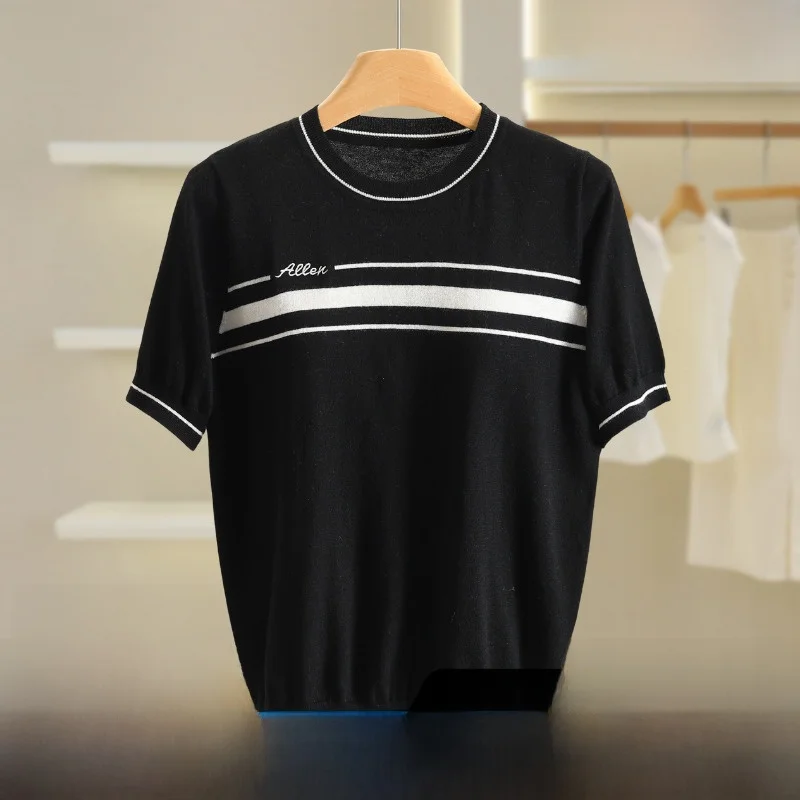 

Commute Stripe round Ne Slim ort Sve Versatile Knitwear Autumn Wear 2025 Women's Sweater Faionable Busin Casual