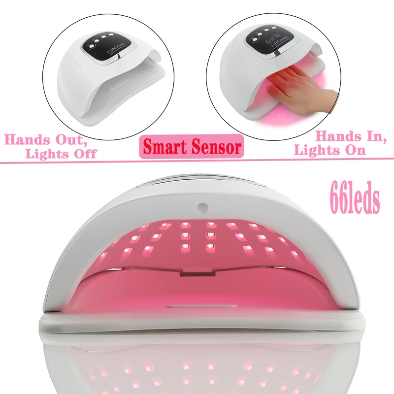 SUN X12MAX UV LED Nail Lamp 66LEDs New Portable Nail Light Dryer with 4 Timers Setting Professional UV LED Lamp for Nails