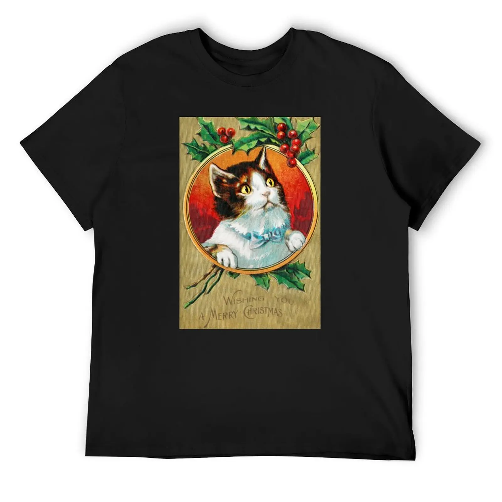 

Cat Christmas Card, Vintage Christmas Card, 1910 T-Shirt street wear man t shirt men t shirts
