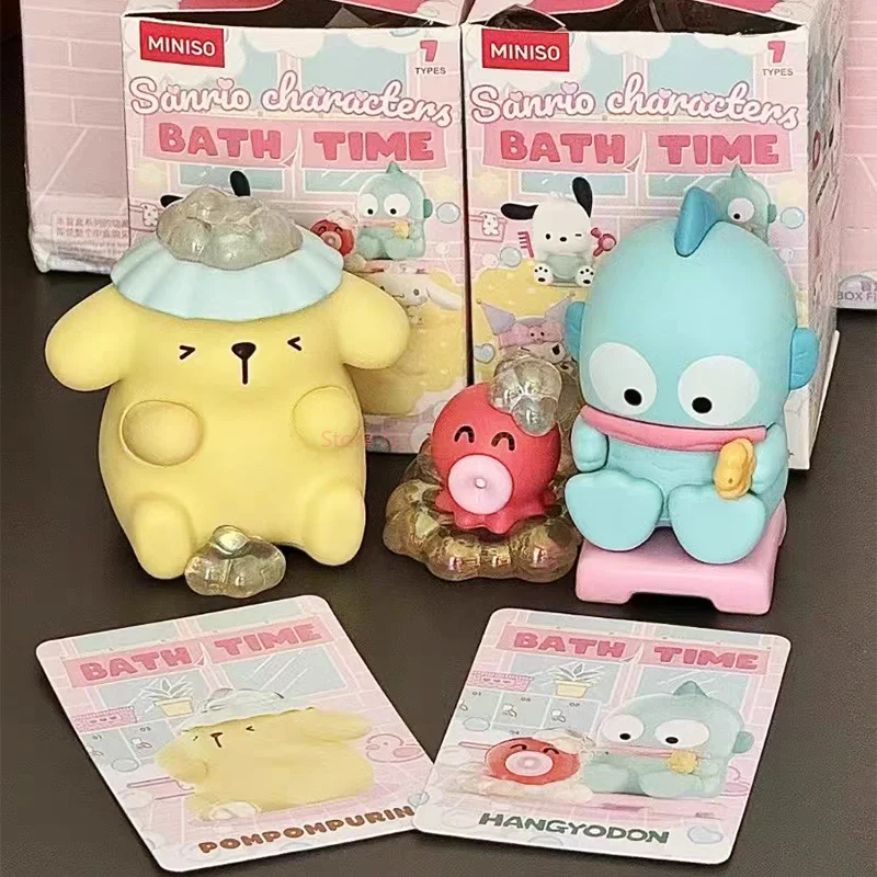 Miniso Mingchuang Youpin Sanrio 캐릭터 시리즈, 샤워 타임 블라인드 박스 장식, 트렌디 모델 장난감, 깜짝 어린이 귀여운 선물