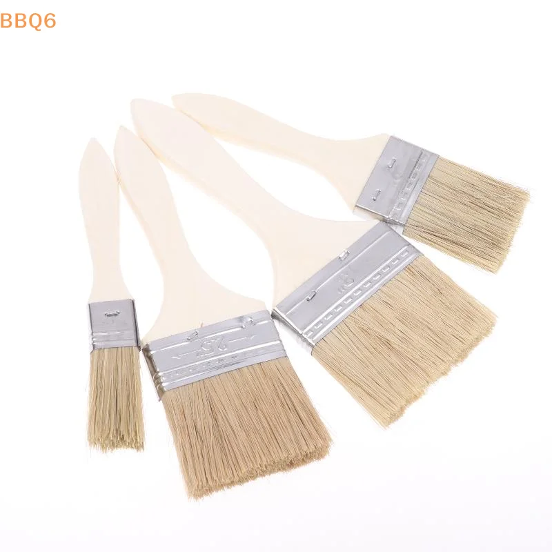 

*10Pcs Glue Application Wooden Handles Paint Brush Pig Mane Brushes Suitable For Art Handicrafts Plastering And Painting