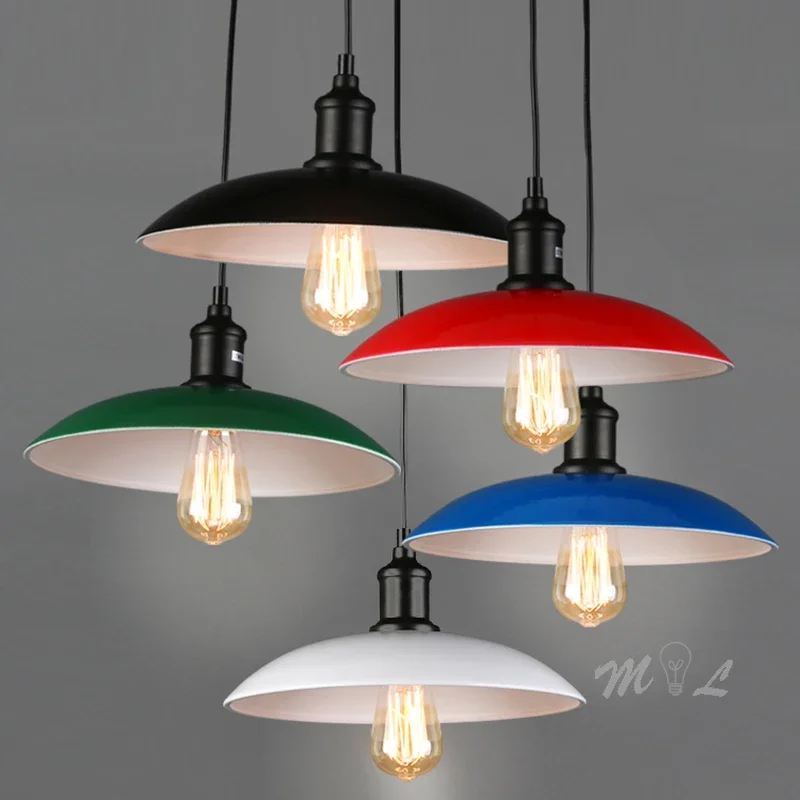 

Loft Industrial Pendant Light Colourful Plate Hanging Lamps for Bar Restaurant Suspension Luminaire Vintage Pendant Lamp Fixture