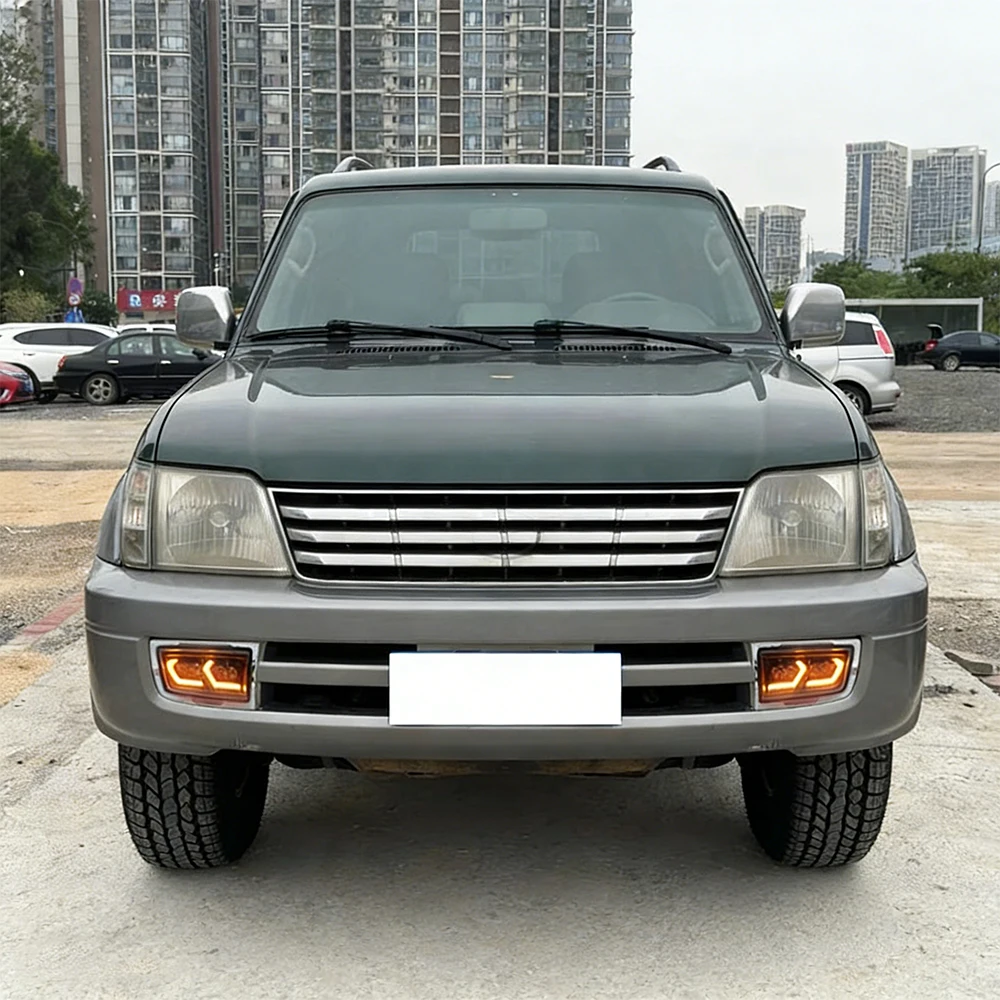 

Светодиодный модуль указателей поворота и ДХО для TOYOTA PRADO 1996-2002, двухцветная версия с противотуманными фарами, установка Plug and Play, автомобильные световые аксессуары