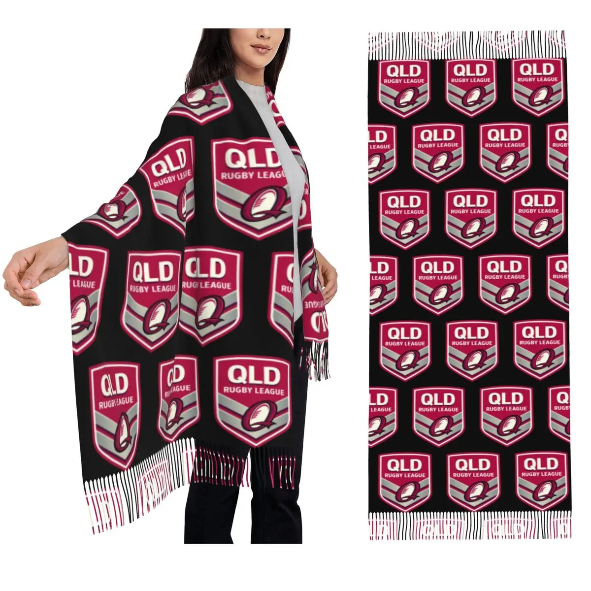 

Queensland Maroons Scarf Tassel Scarves Women Soft Warm Shawls and Wraps Long Fall Winter Shawl Wrap
