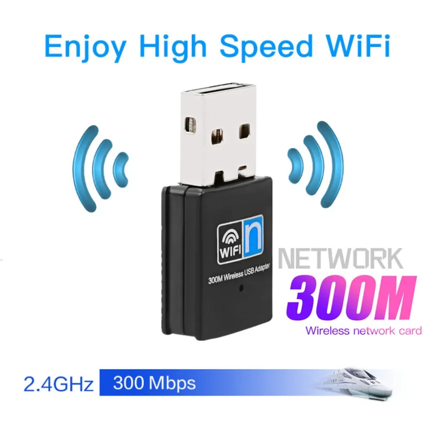 300Mbps USB WiFi Wireless Adapter USB Network Adapter 2.4G Wireless Dongle Network Card for Desktop Laptop PC