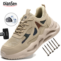 Work Safety Shoes For Men Lightweight Protective Work Sneakers Men Shoes Breathable Anti-Puncture Work Shoes Womens Safety Shoes