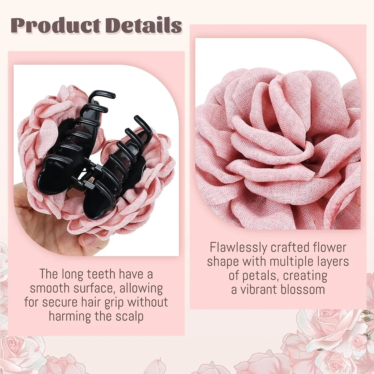 1pc cloth temperament elegant flower grab clip, resort beach hair accessories grab shark clip, the back of the head pan hair cla